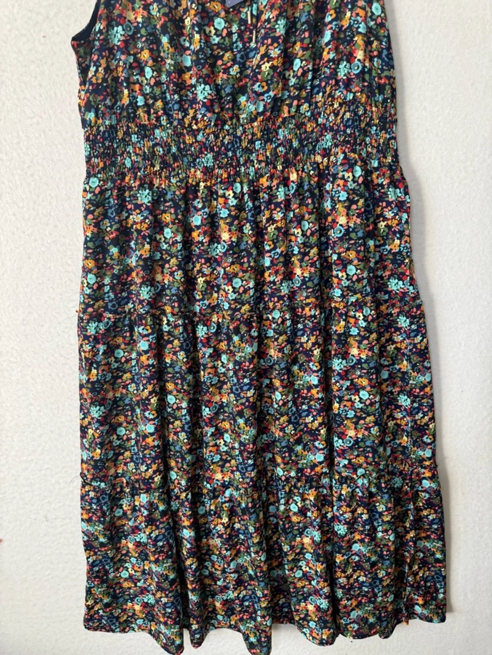 Skies are blue curvy 3x floral tiered maxi dress smocked sleeveless boho NWT - Picture 6 of 7